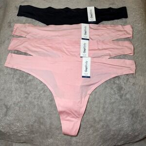 GapBody Everyday Thong Set 4 Pack Pink Black Seamless Laser Cut Large New